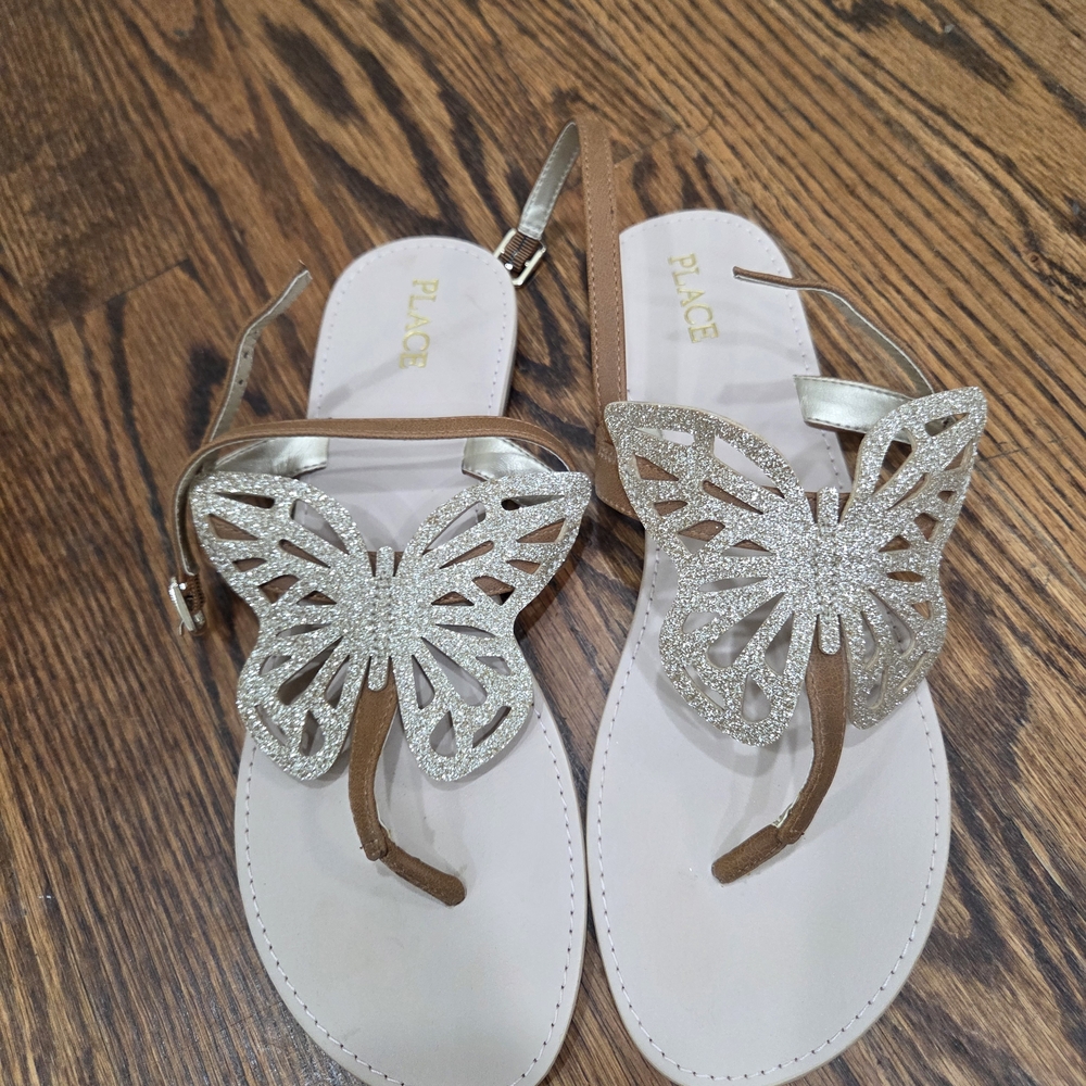 The Children's Place Silver Glitter Butterfly Sandals